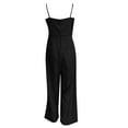 thumbnail image 5 of Lenpel Fashion Rompers for Women Solid Color Sleeveless Wide Leg Casual Loose Overalls Dressy Cropped Jumpsuits, 5 of 5