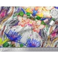thumbnail image 3 of Soimoi Moss Georgette Fabric Leaves & Tropical Flower Print Fabric by The Yard 42 Inch Wide, 3 of 3