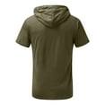 thumbnail image 3 of LIUJUNSHOP Men's V-Neck T-Shirt Men's Solid Color Hooded Short Sleeve T-Shirt Casual Summer Fashion Tee Top Comfortable Lightweight Streetwear, 3 of 5
