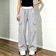 thumbnail image 2 of Sevevn Kids Girl's Cargo Sweatpants Wide Leg Baggy Athletic Pants Kids School Open Bottom Uniform Joggers with Pockets, 2 of 9