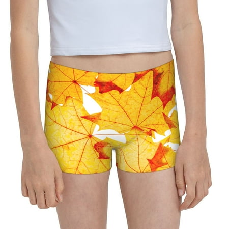 Pofeuu Autumn Maple Leaves Print Soft Cotton Girls Boyshort panties Toddler Underwear-Medium