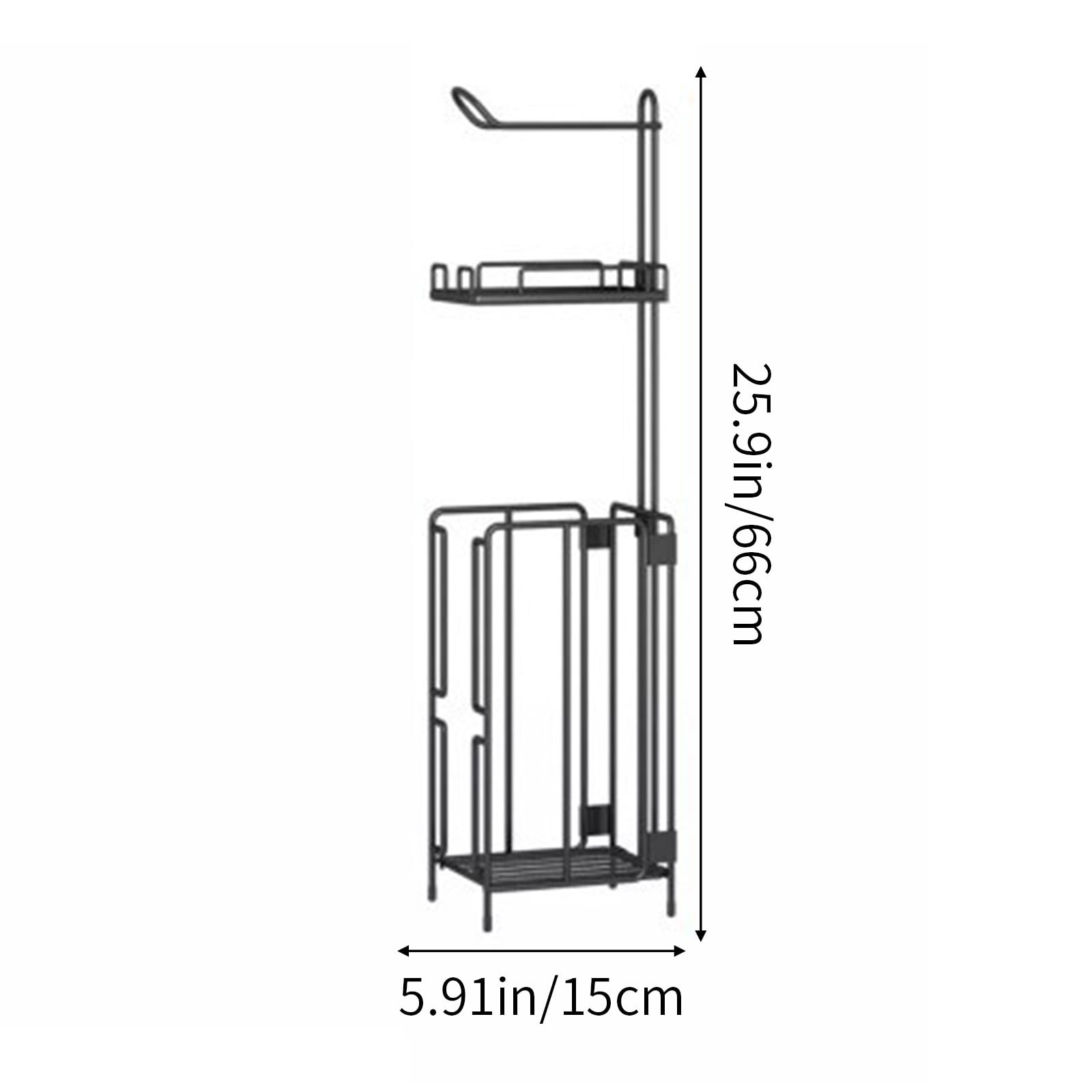 Gnmfd European Style Toilet Storage Rack Floor Standing Iron Paper Towel Holder with Top Shelf for Mobile Phone Bathroom Organizer Multipurpose Storage Rack Storage Shelf Storage Bin for Home