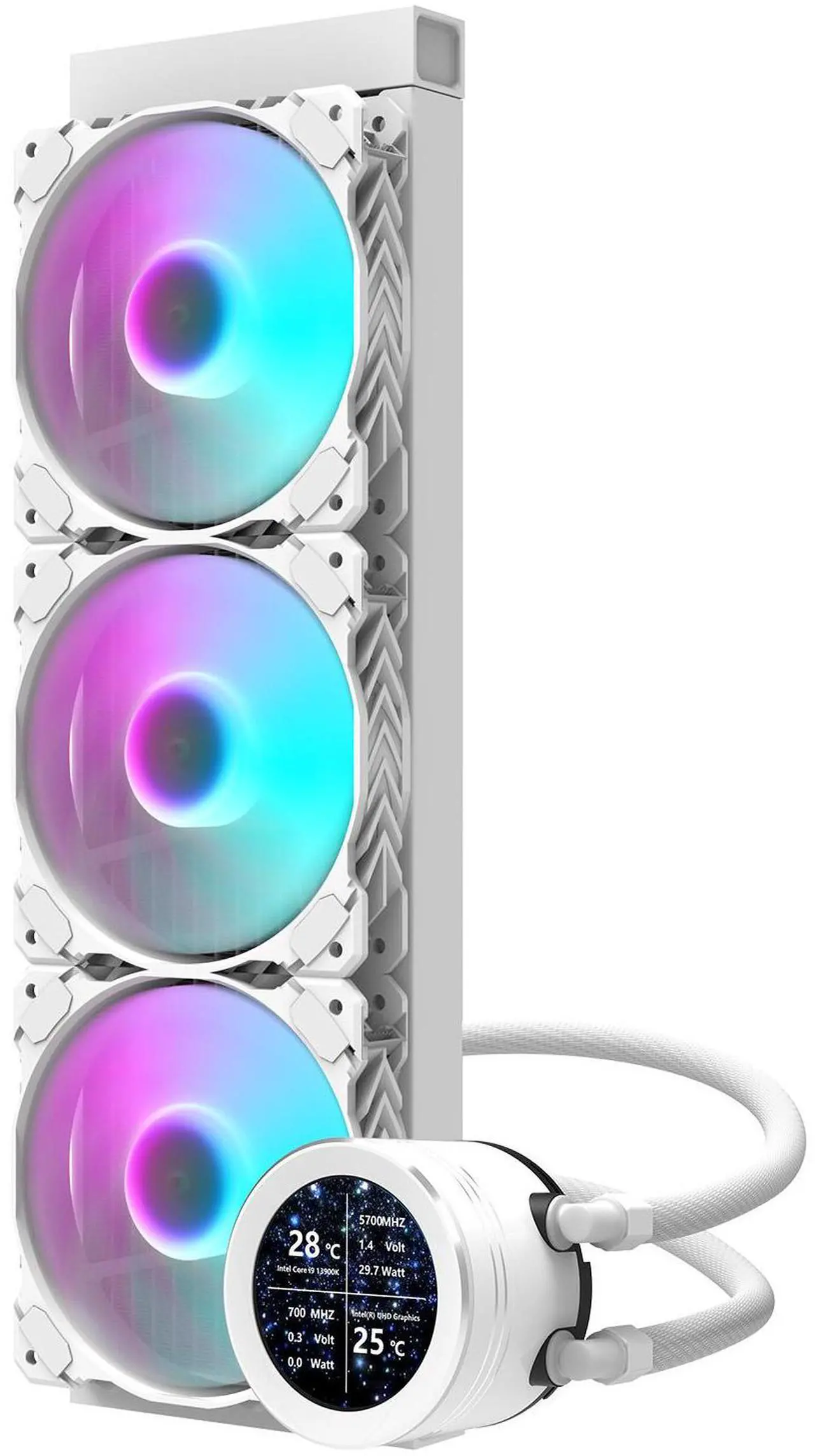 darkFlash DF-DN360D-WH AIO CPU Liquid Cooler ARGB, PWM Fans, Compatible with Intel 1851/1700, AMD AM4/AM5- White