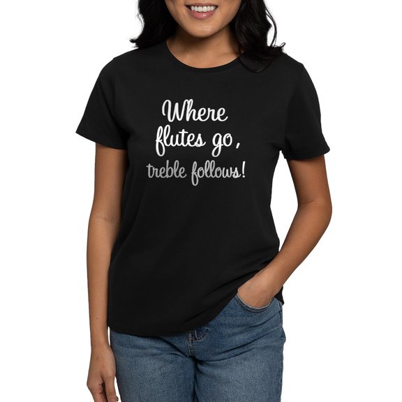 CafePress - Funny Flute Women's Dark T Shirt - Women's Traditional Fit Dark T-Shirt