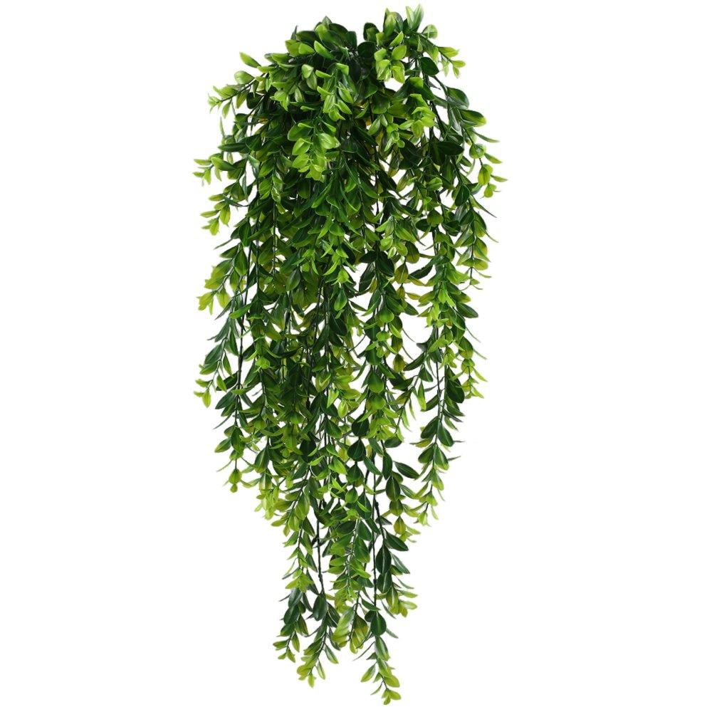 HUAESIN Fake Hanging Plants 2pcs Fake Plastic Hanging