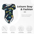 thumbnail image 6 of Easygdp Funny Spaceships Women's One-Piece Swimsuit Slim Fit Crew Neck Bodysuit Athletic Swimwear with Concealed Buckle - XX-Large, 6 of 9
