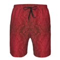 thumbnail image 3 of Adobk Vintage Burgundy Print Men's Swim Trunks Hawaiian Bathing Suit Swimsuits Beach Shorts with Pockets-3X-Large, 3 of 6