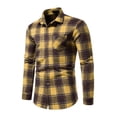 thumbnail image 2 of Gvmfive Men Check Print Buttons Down Front Pocket Lapel Neck Casual Skinny Shirt, 2 of 4