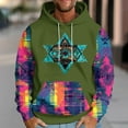 thumbnail image 2 of ZCFZJW Men Vintage Aztec Tribal Pullover Hoodie Western Ethnic Graphic Hooded Sweatshirts Long Sleeve Patchwork Pullover Tops with Pocket Army Green XXL, 2 of 5