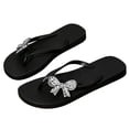 thumbnail image 5 of Women’s Rhinestone Bow Thong Flat Flip Flops, Open Toe Casual Beach Indoor Outdoor Slippers, 5 of 6