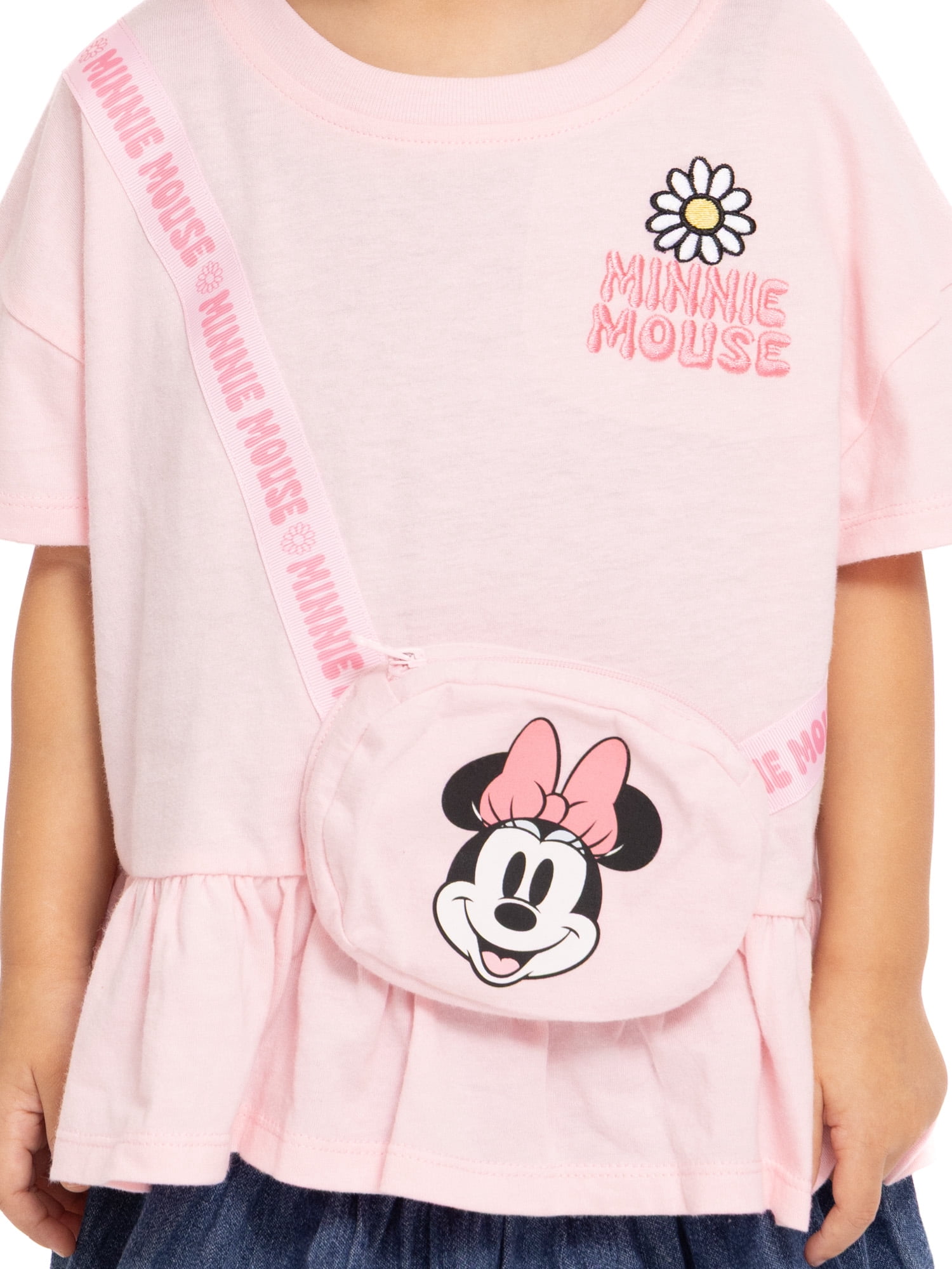 Minnie Mouse Toddler Girls Short Sleeve Peplum Tee with 3-D Bag, Sizes 12M-5T