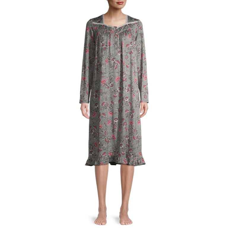 Secret Treasures Women s and Women s Plus Traditional Long Sleeve Square Neck Nightgown Walmart
