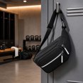 thumbnail image 6 of Men Multifunctional Waist Pack, Crossbody Belt Bag With Multiple Zipper Pockets For Travel Running Hiking Outdoor Sports, Lightweight Chest Sling Storage Bag For Daily Carry Essentials(Black), 6 of 6