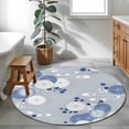 thumbnail image 3 of Round Rugs 3Ft, Blue White Floral Round Area Rug Washable Indoor Throw Carpet, Spring Botanical Leaves Farmhouse Small Non Slip Circle Rug for Bedroom Living Room Home Decor Aesthetic, 3 of 8