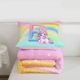 thumbnail image 5 of Erosebridal Rainbow Kids Pink Unicorn Full Size Comforter Sets,Initial Alphabet B Bedding Sets For Girls Teens,Reversible Pink 3-Piece, 5 of 7