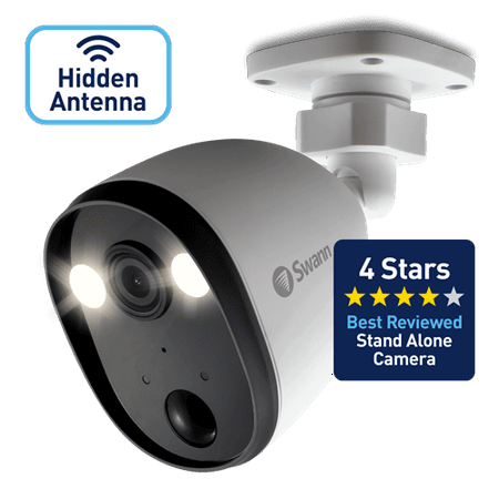 Swann - Indoor/Outdoor 1080p Wi-Fi Wired Spotlight Surveillance Camera - White