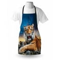 thumbnail image 3 of Tiger Apron Calm Siberian Large Cat with Beautiful Sunset Resting on a Boulder Relaxed Beast, Unisex Kitchen Bib Apron with Adjustable Neck for Cooking Baking Gardening, Multicolor, by Ambesonne, 3 of 3