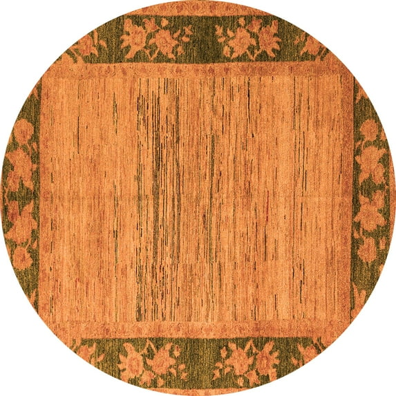 Ahgly Company Indoor Round Oriental Orange Modern Area Rugs, 7' Round