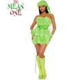 thumbnail image 2 of Vestido de Navidad sexy y peludo para mujer, disfraz de monstruo peludo verde de Papá Noel para Halloween para adultos, 2 of 5