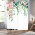 thumbnail image 3 of Pink Green Floral Eucalyptus Shower Curtain 72Wx72H Inch Flowers Leaves Watercolor Cute Botanical Spring Natural Bouquet Plant Garden Aesthetic Waterproof Polyester Fabric Bathroom Bathtub, 3 of 6