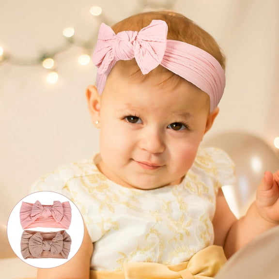 Minkissy 2Pcs Bow Headbands Nylon Hair Accessory for Toddlers Khaki Everyday Wear