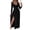 Black, variant on Women's Slit Surplice Long Sleeve Maxi Dress with Sheer Overlay and Stretch Body 95% polyester 5% spandex flowy