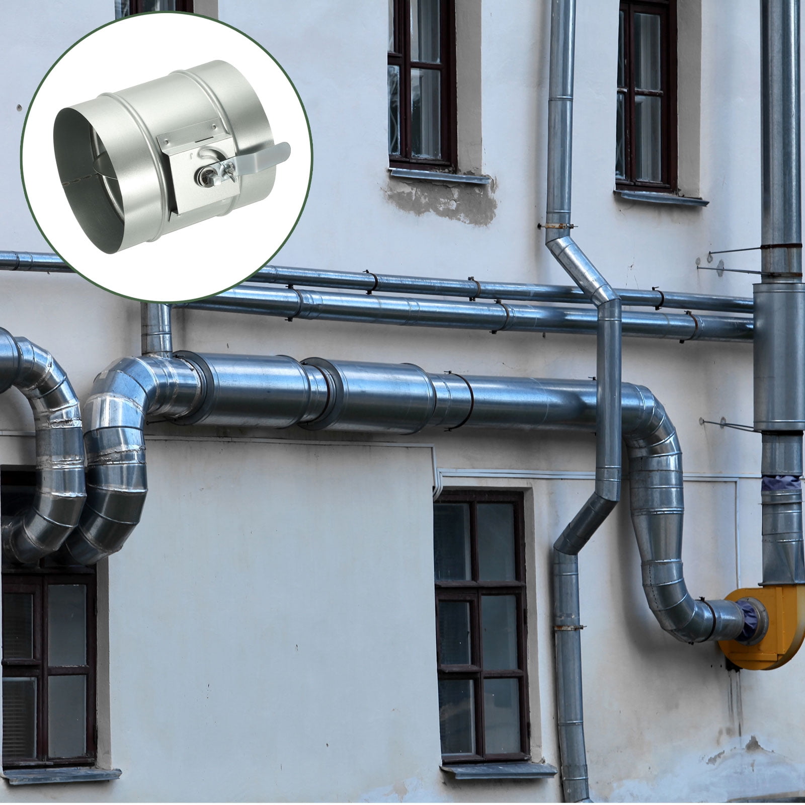 Uxcell 6 inch HVAC Duct Manual Volume Backdraft Damper, 1 Pcs Galvanized Iron Airflow Ducting Branch Vent Damper Air Control Valve with Adjustment Handle for HVAC Air System Range Hoods