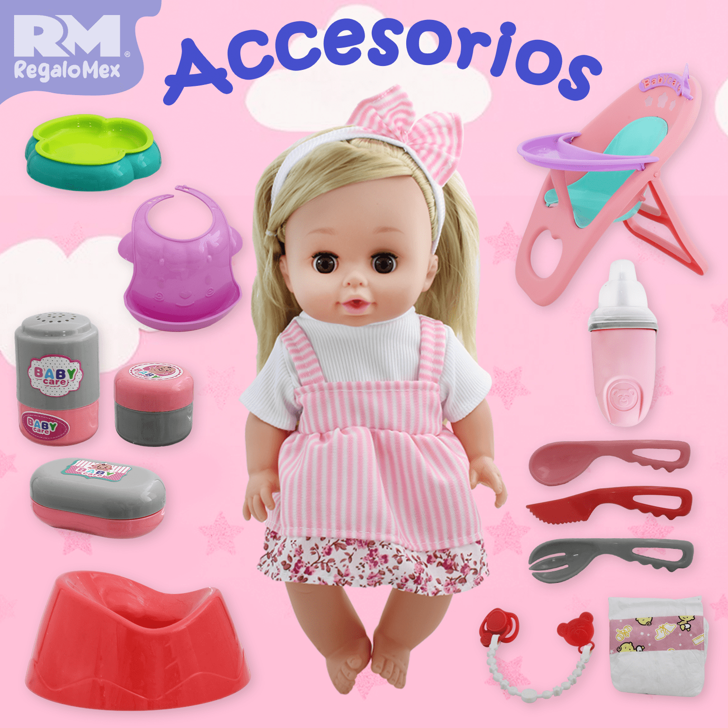Muñeca De Juguete Para Niñas, Con Silla, 10 Sonidos, Accesorios Muñeco Bebé Para Niños | En Línea
