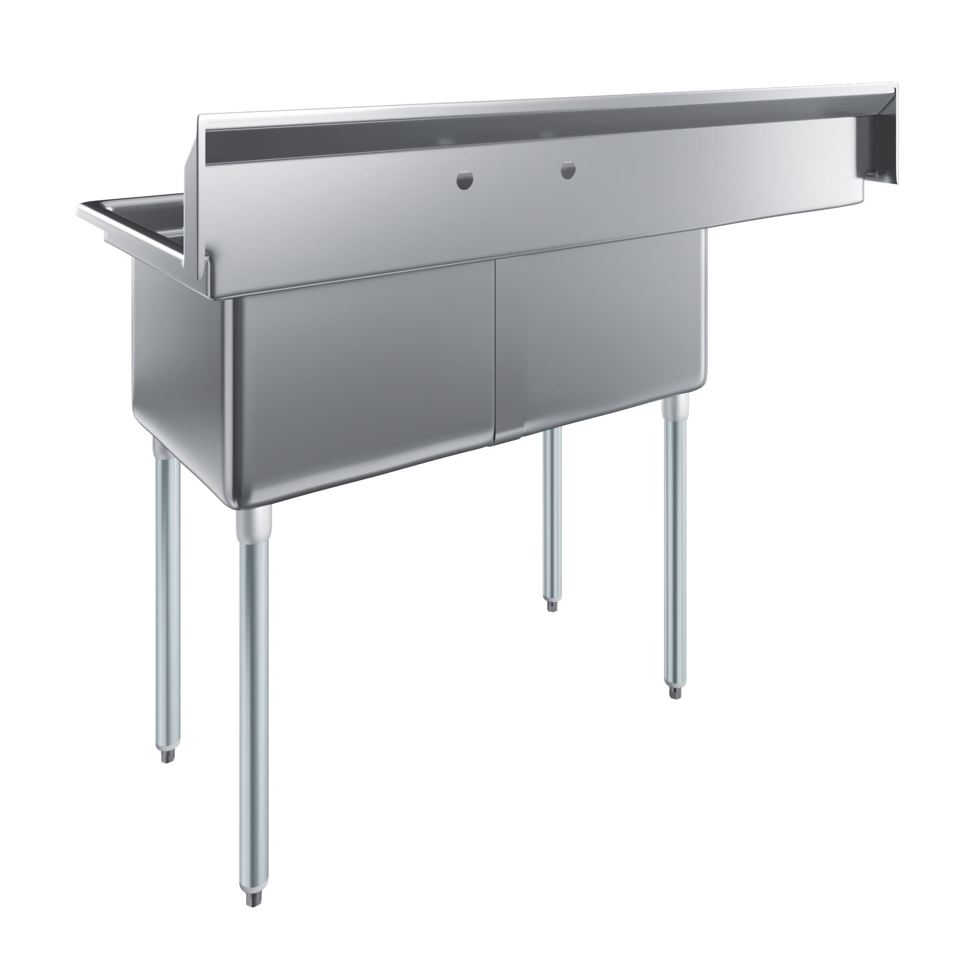 18″ x 18″ x 12″ with 18″ Left Drainboard Two Compartment Stainless Steel Commercial Kitchen Prep & Utility Sink | NSF
