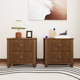 thumbnail image 4 of Fluted Nightstands Set of 2,Mid Century Modern Wood NightStand with 3 Drawers,Side Table with Storage for Farmhouse Bedroom Living Room Small Space,Walnut, 4 of 10