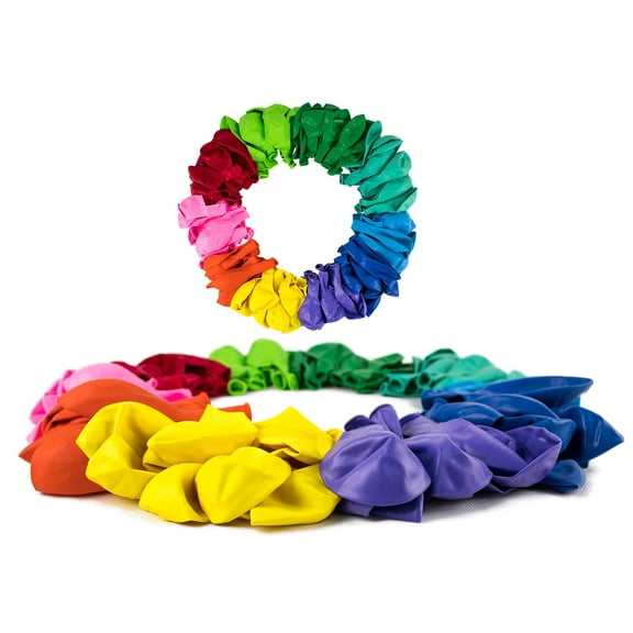 100 pcs 12 inch Latex Colorful Balloons Thick Solid Rainbow Balloons 10 Different Colors for Multi Color Balloon Theme Party, Balloon Garland, Balloon Arch, and Balloon Column Stand