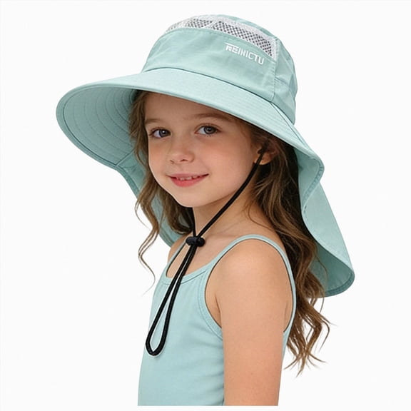 CAUYDY Size 3-9 Years Kids Sun Hats 1-5T Toddler Girls Bucket Hats UV Protection Summer Beach Hat for 6 9 12 18 Months Baby Wide Brim Fishing Hat (Sizes 3-10 Years,Light Green)