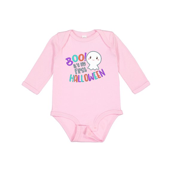 Inktastic Boo It's My First Halloween Cute Ghost Boys or Girls Long Sleeve Baby Bodysuit