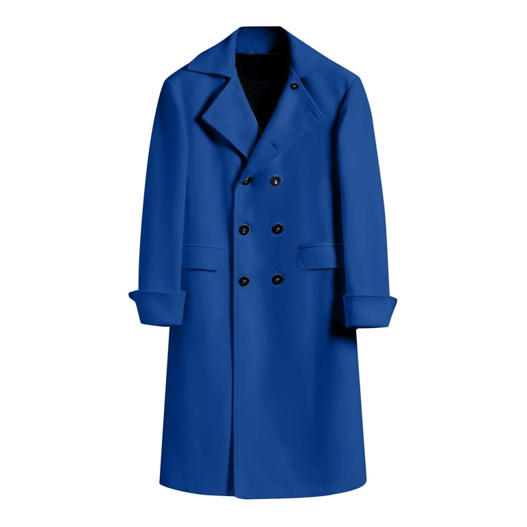 トップス OVERCOAT Wool Shirts Sax Blue size 2 Winter Men's Solid Color Single-faced Wool Overcoat Double