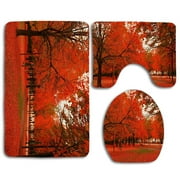 GOHAO Cactus Flowers 3 Piece Bathroom Rugs Set Bath Rug Contour Mat and Toilet Lid Cover