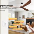 thumbnail image 3 of BOFANG 72 inch Solid Wood Ceiling Fan No Light, Indoor Outdoor Matte Black+Natural, 3 of 6