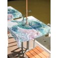 thumbnail image 2 of Outdoor Tablecloth with Umbrella Hole for Patio/Picnic/Party/Camping, Teal Sea Turtle Waterproof Table Cloth Square Cover Washable, Summer Coastal Coral Ocean (60"x 60"), 2 of 8