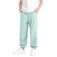 thumbnail image 4 of SGFCWSX Boys Athletic Pants Elastic Waist Elastic Cuffs Quick Dry Loose Fit Casual Jogger Trousers with Pockets for Kids Green Size 4-5 Years, 4 of 6