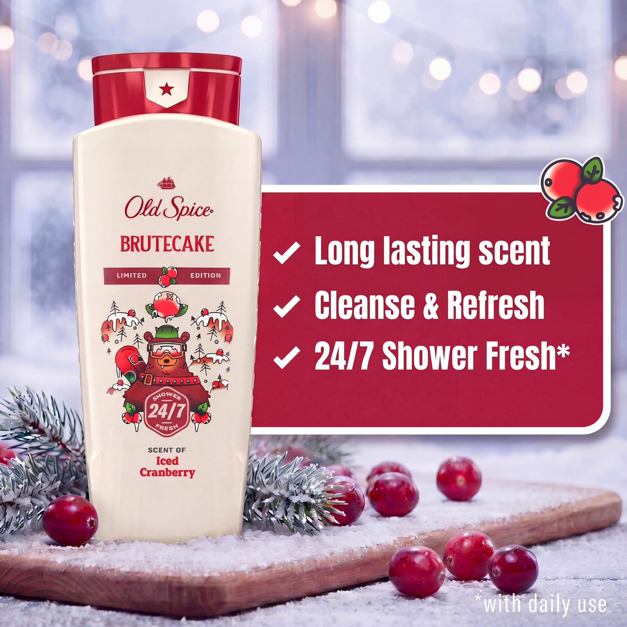Old Spice Men's Body Wash, BruteCake, Scent of Iced Cranberry, Long Lasting, Cleanse & Refresh, 16 fl oz