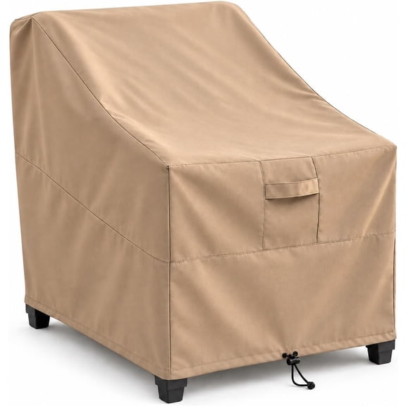 KHOMO GEAR Outdoor Chair Cover Water-Resistant, Patio Chair Cover for Outdoor Furniture with Air Vents and Leg Straps - 33.5"D x 31.5"W x 36"H - Brown