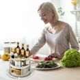 thumbnail image 5 of 2 Tier Lazy Susan Turntable Organizer 9.25" Rotating Spice Rack Organization for Cabinet, Kitchen, Pantry, Countertop, Bathroom, Vanity, Medicine Cabinet Organizer, Clear, 5 of 10