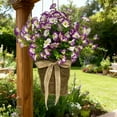 thumbnail image 5 of Artificial Morning Glory Hanging Basket Outdoor, UV Resistant Waterproof Faux Flower Decor for Porch Gate Fence, No Maintenance Realistic Home Garden Decor, 5 of 6