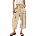 thumbnail image 2 of Delayuji Womens Capri Pants Casual Summer Baggy Wide Leg Pants Elactic Waist Barrel Pants Women With Pockets, 2 of 7