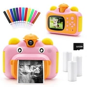 INKPOT Instant Print Camera for Kids 1080P Video Photo Selfie Camera 32GB Card Gift Toy for Boys Girls