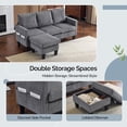 thumbnail image 6 of Ktaxon Convertible Sectional Sofa, L Shaped Couch with Storage Ottoman, Corduroy 3-Seater Couch for Small Space Living Room Light Gray, 6 of 8
