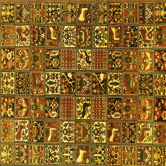 Ahgly Company Indoor Square Persian Yellow Traditional Area Rugs, 3' Square