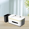 thumbnail image 4 of Caja de pañuelos de escritorio con tapa, dispensador de servilletas, organizador de escritorio, base antideslizante moderna Bote de basura y blanco, 4 of 8