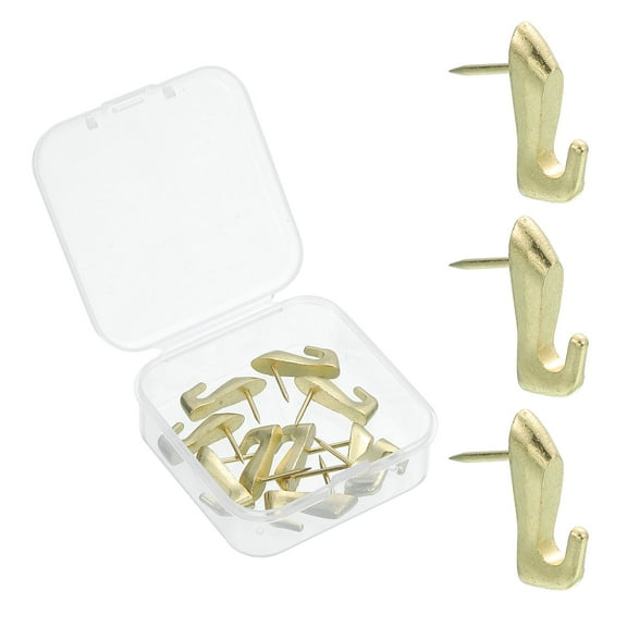Uxcell 10 Pcs Push Pin Picture Hooks, Zinc Alloy Picture Hanging Nails, Gold