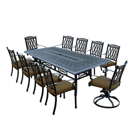 Oakland Living Milan 11 Piece Dining Set With 102x46 Inch Table 8 Oakland Living Milan 11 Piece Dining Set With 102x46 Inch Table 8 Chairs And 2 Swivel Rockers Both Stackable Sunbrella Cushions