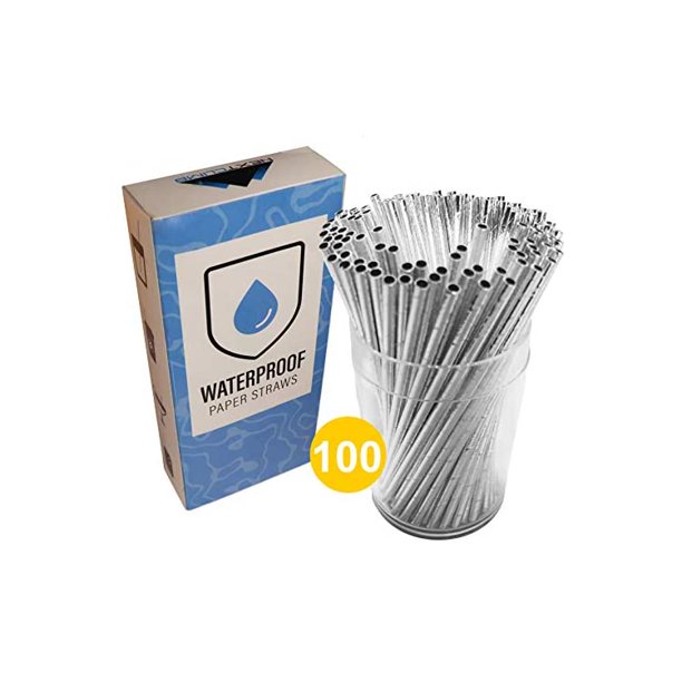 EcoFriendly Paper Drinking Straws Bulk [100 pack] Biodegradable